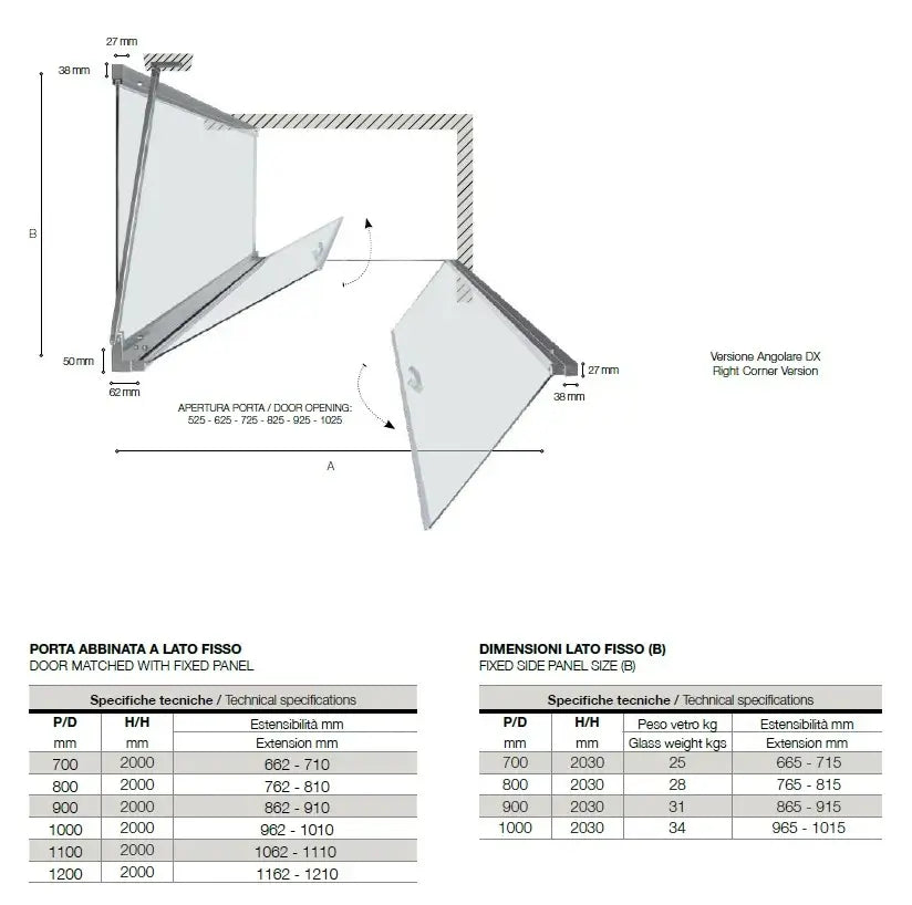 Box Doccia Saloon 6mm Anticalcare H200 Trasparente - 90x100