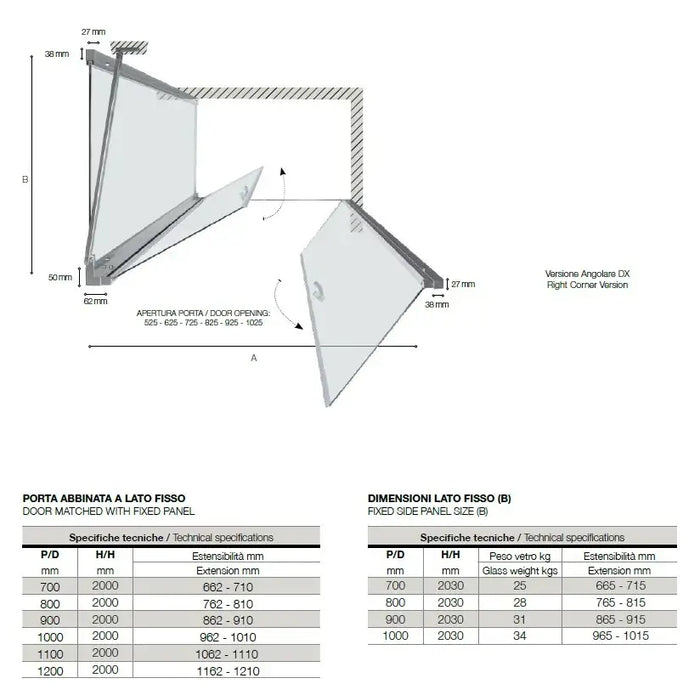 Box Doccia Saloon 6mm Anticalcare H200 Trasparente - 100x120