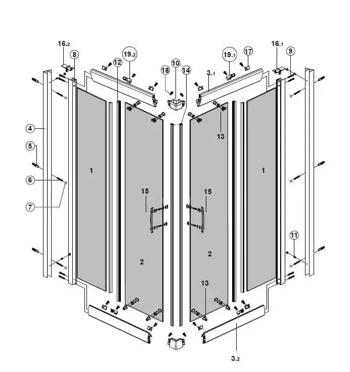 Box Doccia Flora H190 Cristallo Anticalcare 6mm Satine - 89x109
