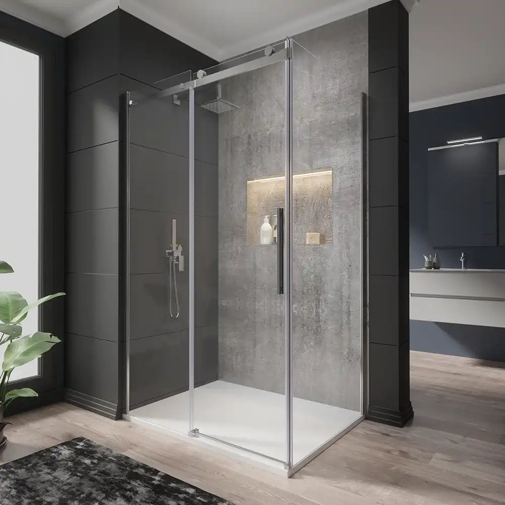 Box doccia 80x100 cm scorrevole vetro 8mm trasparente profili cromati h195cm | Creta