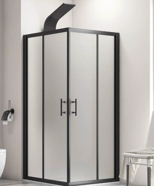 Box Doccia Profili Neri 6mm Anticalcare Cristallo Satinato H190 - 79x89