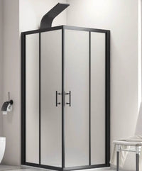 Box Doccia Profili Neri 6mm Anticalcare Cristallo Satinato H190 - 99x99