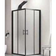 Box Doccia Profili Neri 6mm Anticalcare Cristallo Satinato H190 - 69x79