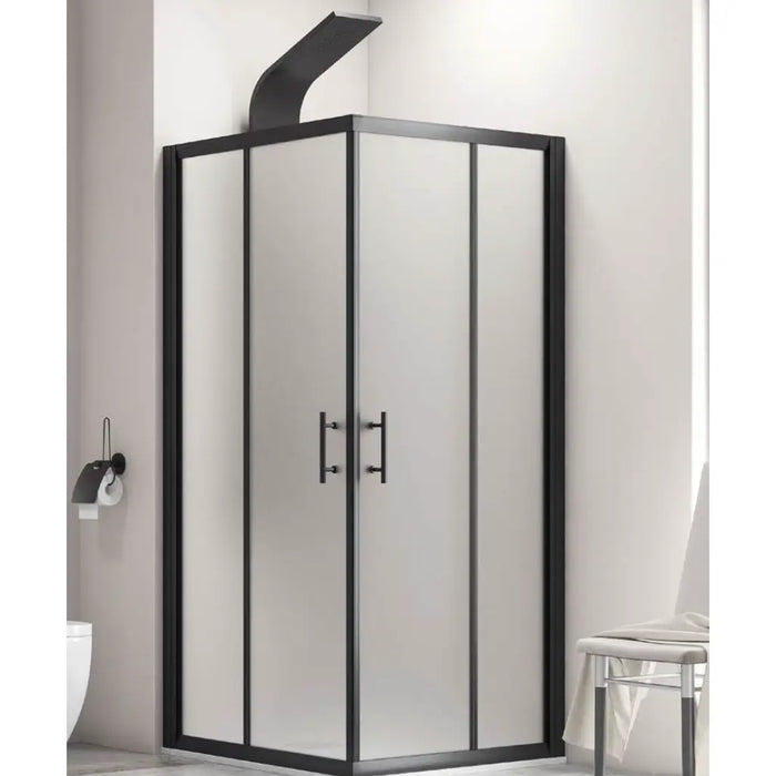 Box Doccia Profili Neri 6mm Anticalcare Cristallo Satinato H190 - 69x119