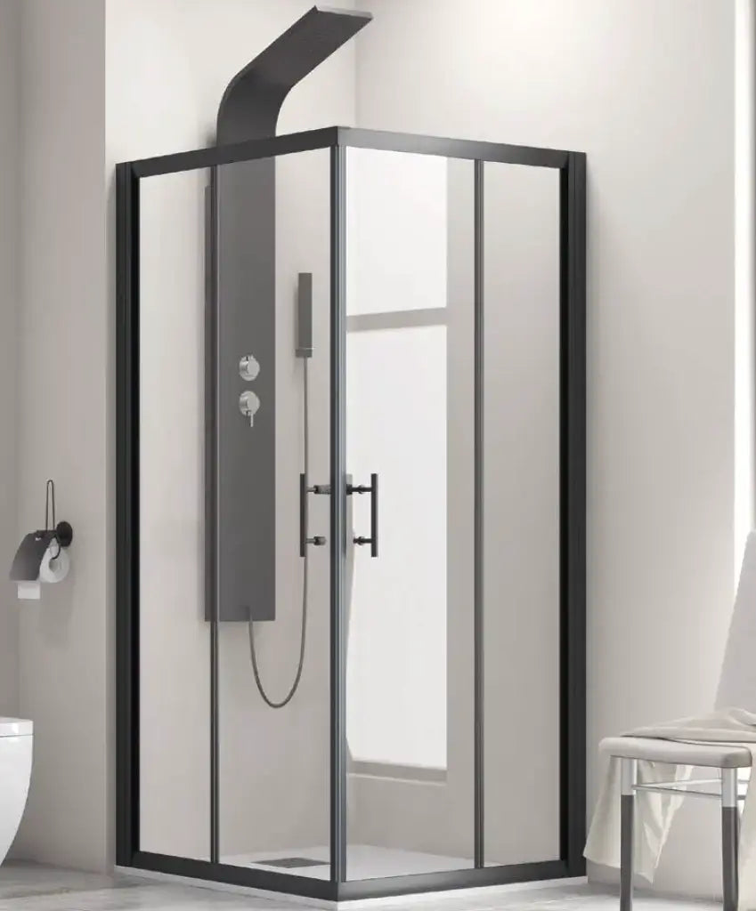 Box Doccia Profili Neri 6mm Anticalcare Doppio Scorrevole H190 - 79x119