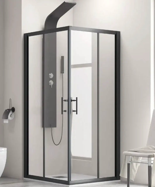 Box Doccia Profili Neri 6mm Anticalcare Doppio Scorrevole H190 - 89x119