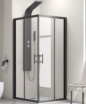 Box Doccia Profili Neri 6mm Anticalcare Doppio Scorrevole H190 - 69x99