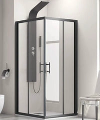 Box Doccia Profili Neri 6mm Anticalcare Doppio Scorrevole H190 - 79x89