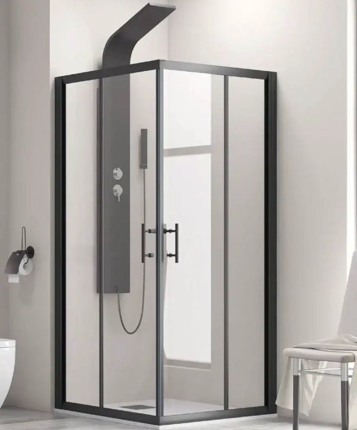 Box Doccia Profili Neri 6mm Anticalcare Doppio Scorrevole H190 - 79x89