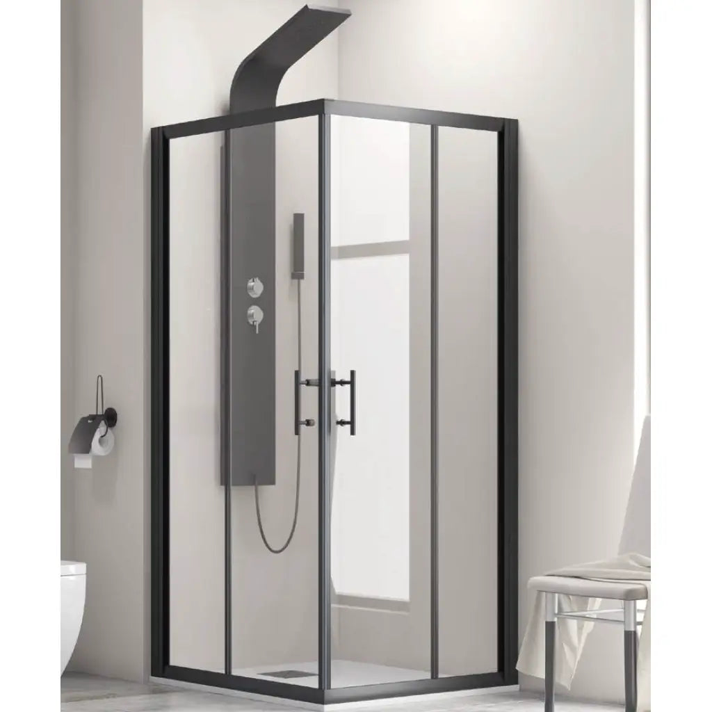 Box Doccia Profili Neri 6mm Anticalcare Doppio Scorrevole H190 - 79x119