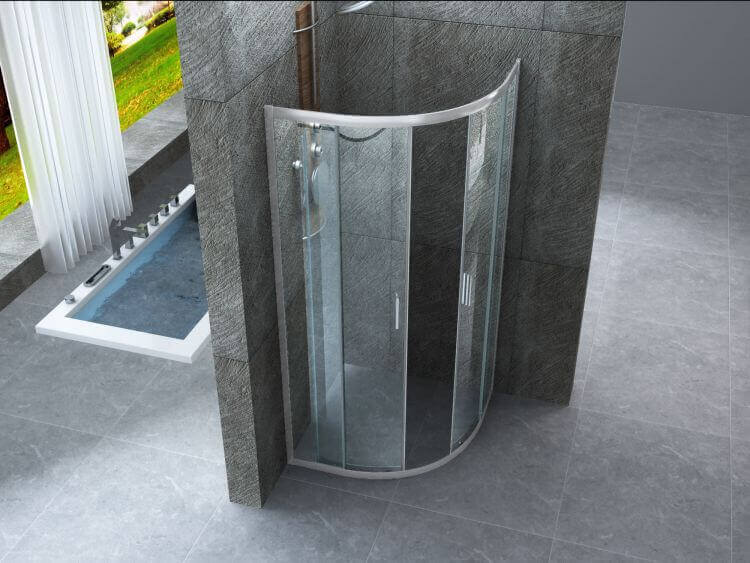 Box Doccia Semicircolare Trasparente 6mm Doppia Scorrevole H190cm - 75x75 raggio 38cm