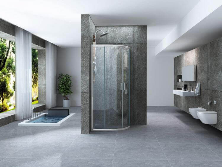 Box Doccia Semicircolare Trasparente 6mm Doppia Scorrevole H190cm - 70x90 raggio 38cm