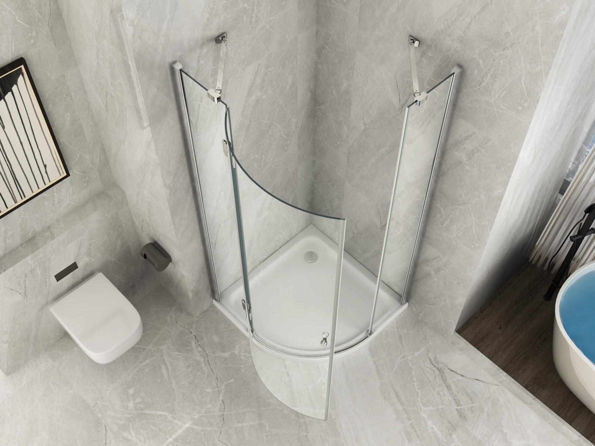 Box Doccia Semicircolare H195cm Anta Battente Cristallo 8mm - 80x80