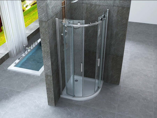 Box Doccia Trasparente 8mm H195 Semicircolare Doppia Anta Scorrevole - Virgo - 80x80