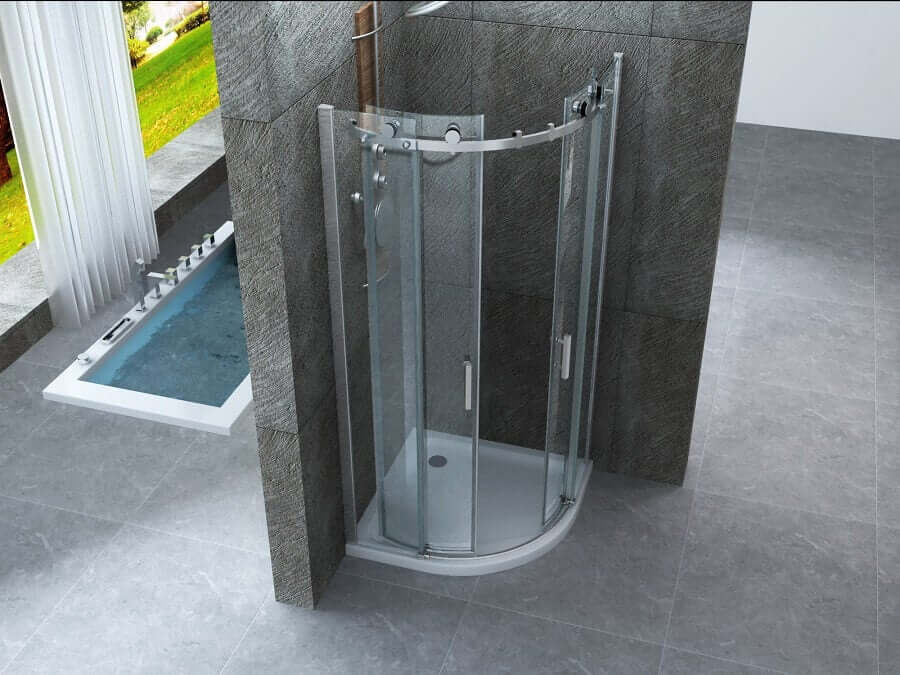 Box Doccia Trasparente 8mm H195 Semicircolare Doppia Anta Scorrevole - Virgo - 80x80