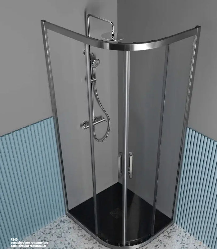 Box Doccia Semicircolare 6mm Scorrevole Anticalcare H200 FS40 - 90x90 - Raggio 55cm