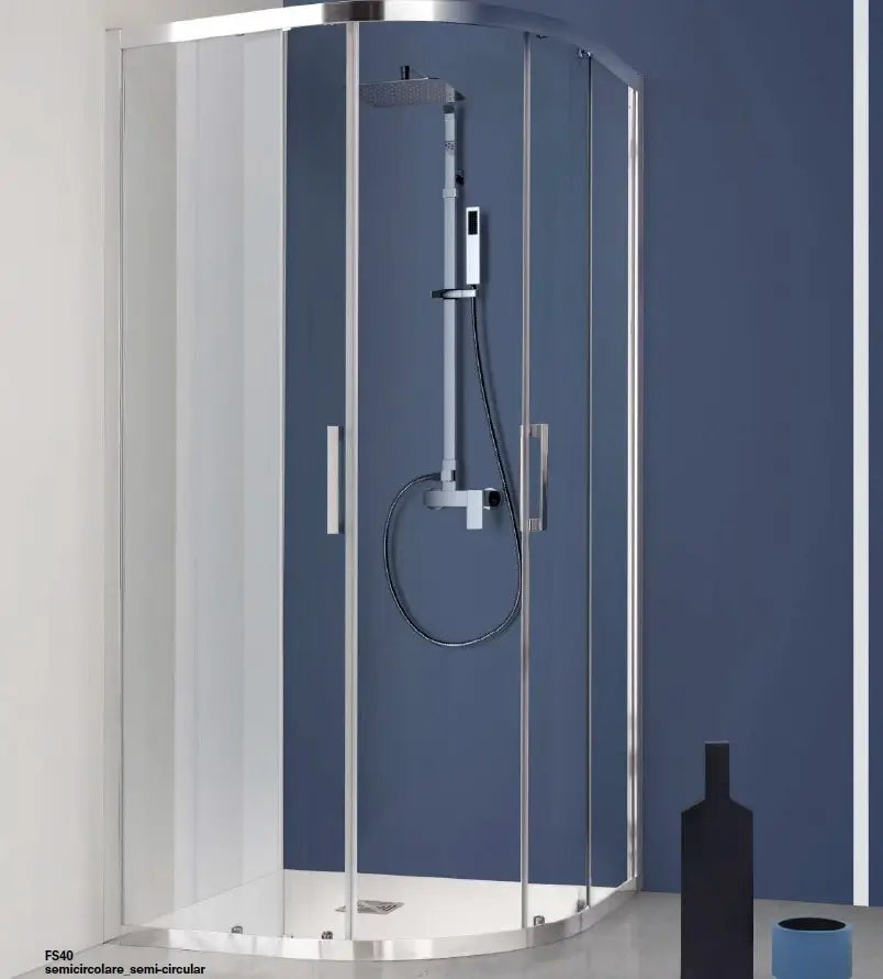 Box Doccia Semicircolare 6mm Scorrevole Anticalcare H200 FS40 - 80x100 - Raggio 38cm