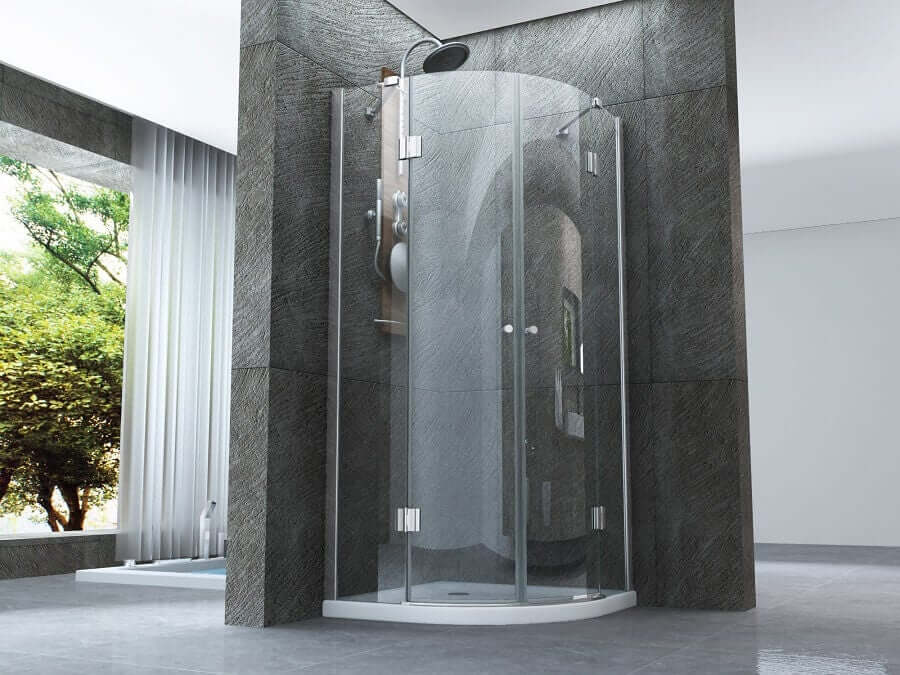 Box Doccia Semicircolare H195 Trasparente 8mm Doppia Anta Battente - Leo - 90x90