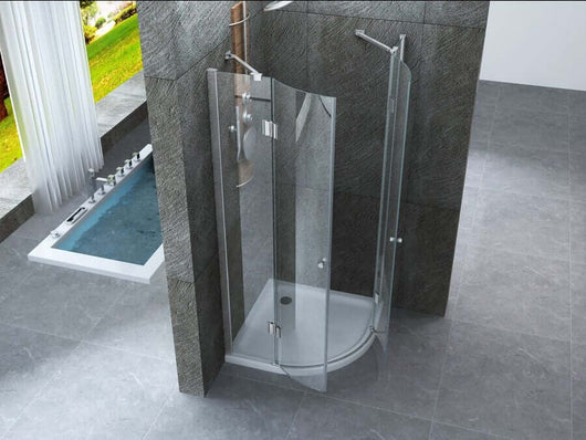 Box Doccia Semicircolare H195 Trasparente 8mm Doppia Anta Battente - Leo - 90x90