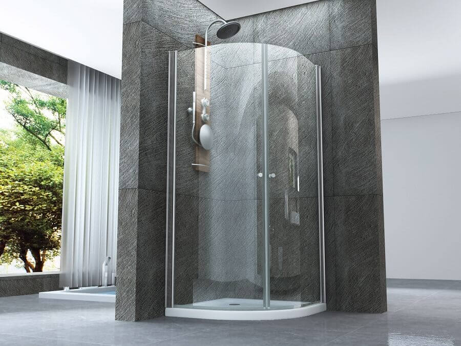 Box Doccia Semicircolare H190cm Doppia Anta Battente Cristallo 6mm - Cassiopea - 90x90