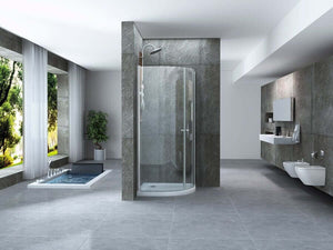Box Doccia Semicircolare H190cm Doppia Anta Battente Cristallo 6mm - Cassiopea - 90x90