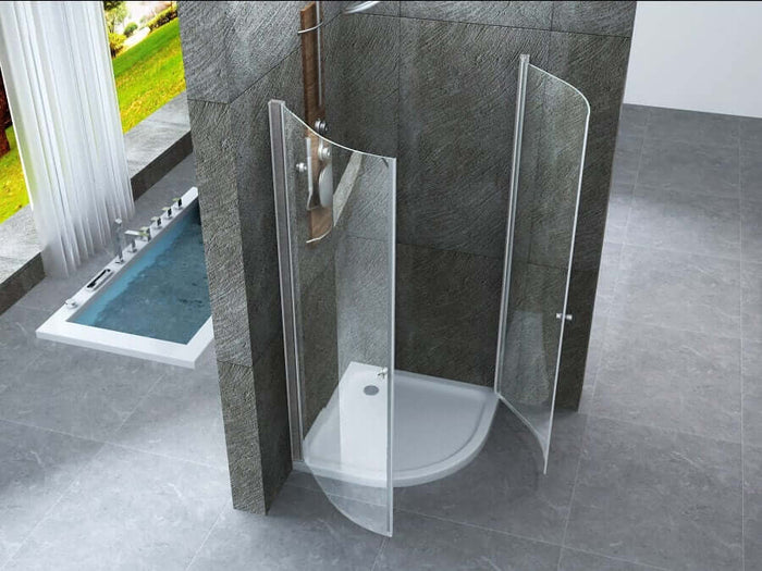 Box Doccia Semicircolare H190cm Doppia Anta Battente Cristallo 6mm - Cassiopea - 90x90