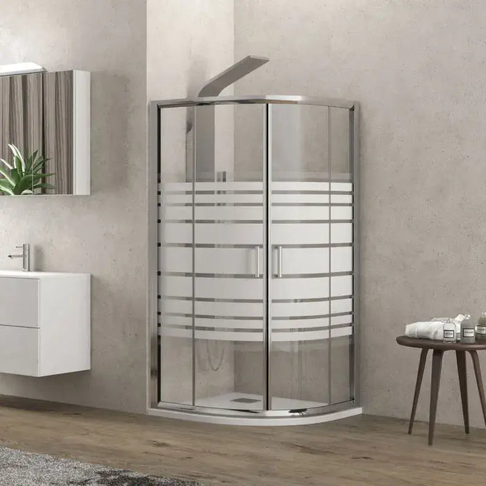 Box Doccia Semicircolare H180 Cristallo 6mm Serigrafato - New Flora 200 - 89.5x89.5