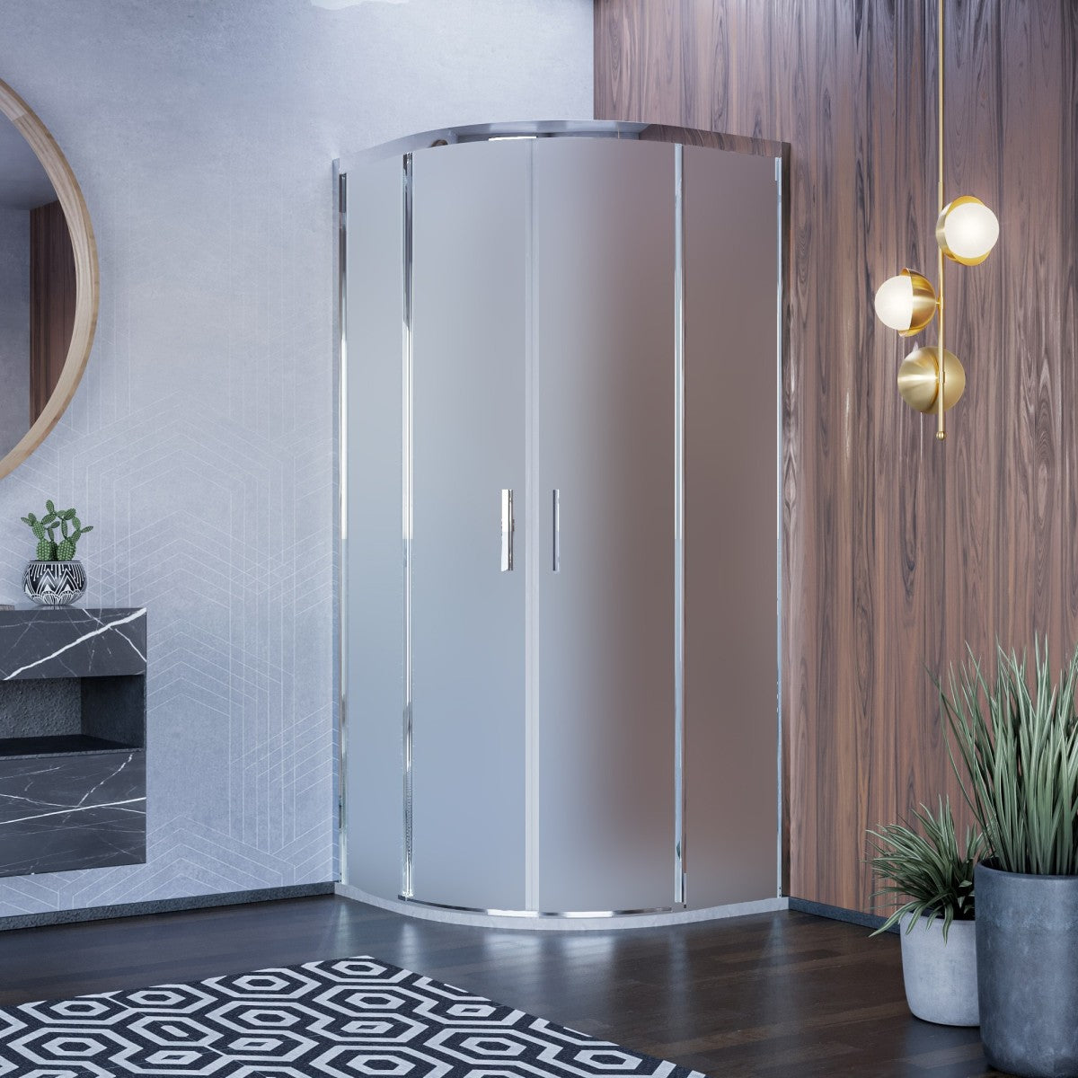 Box doccia semicircolare opaco tondo acidato h195 6mm icon, misura 90x90