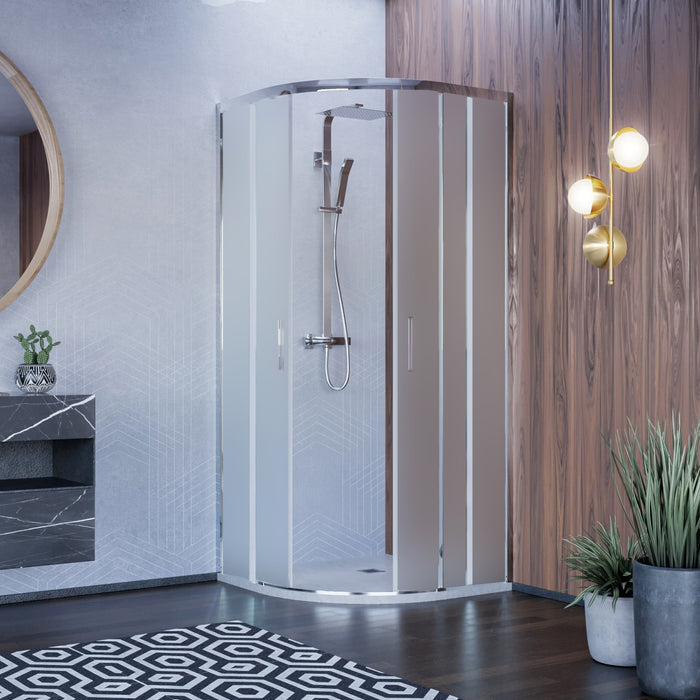 Box doccia semicircolare opaco tondo acidato h195 6mm icon, misura 90x90