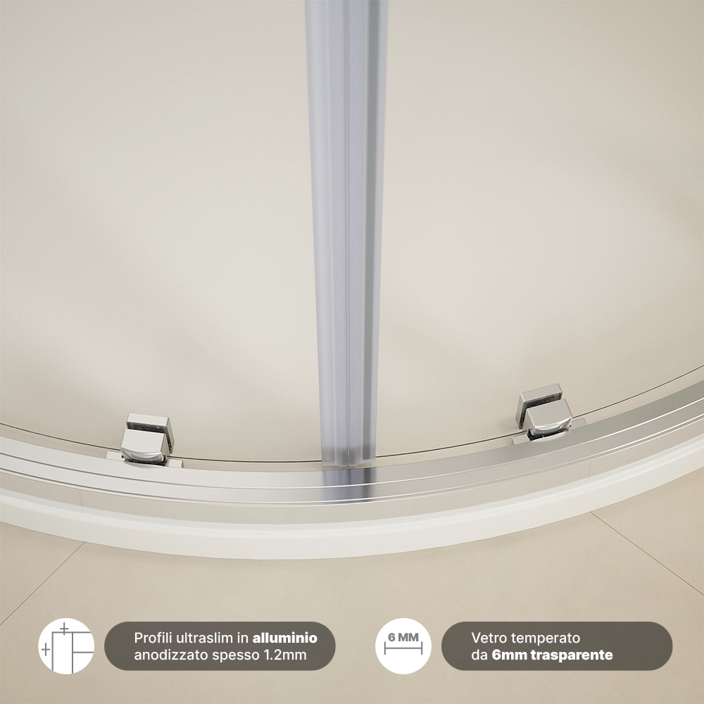 Box doccia semicircolare 90x90cm vetro 6mm trasparente | Aruba
