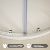 Box doccia semicircolare 90x90cm vetro 6mm trasparente | Aruba