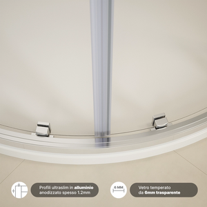 Box doccia semicircolare 90x90cm vetro 6mm trasparente | Aruba