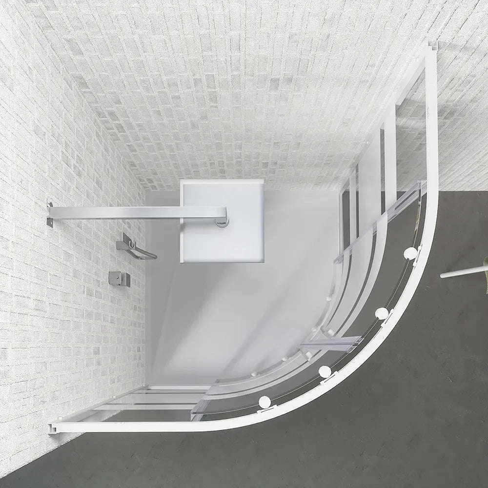 Box doccia semicircolare 90x90 cm serigrafato 4 mm profili bianchi | Grenada