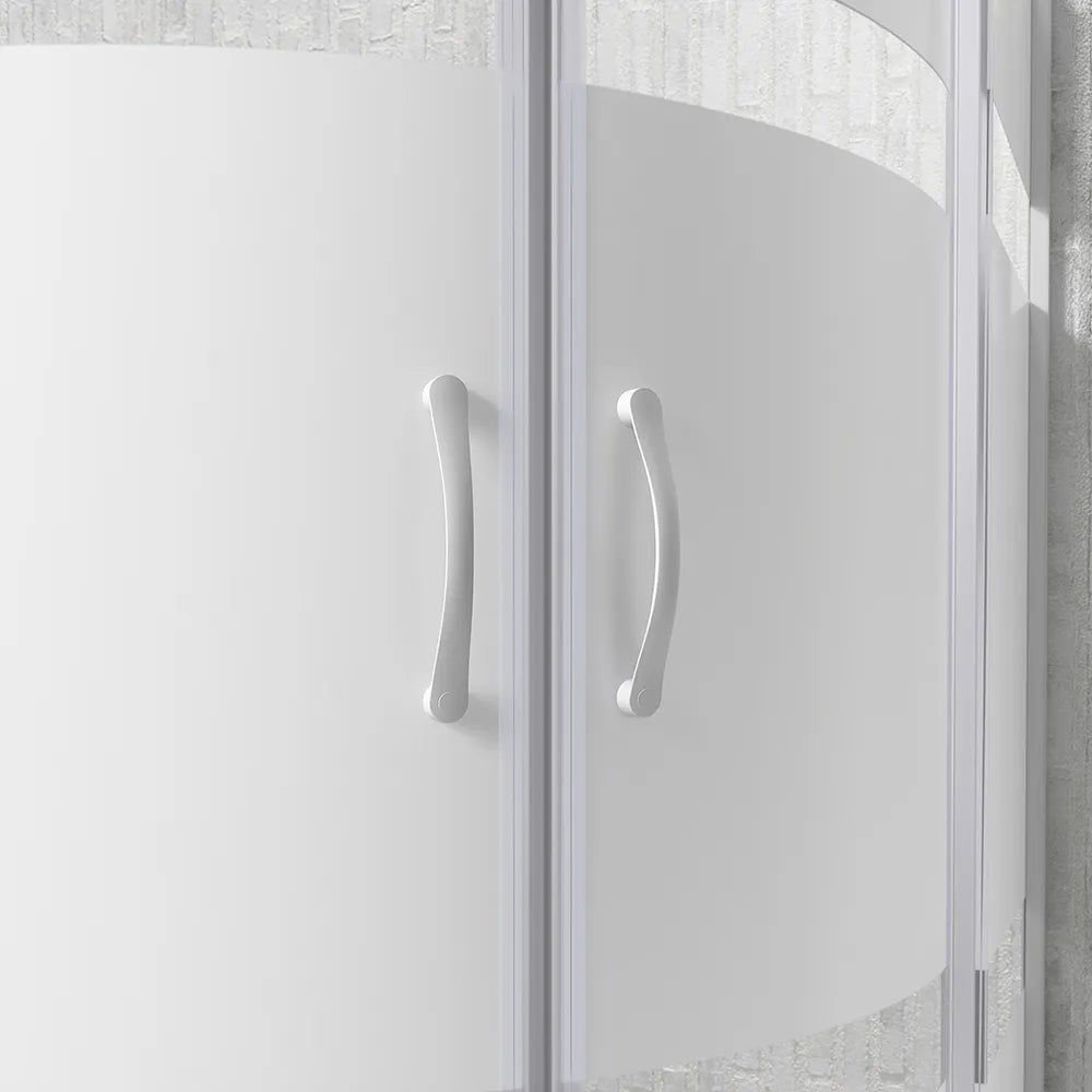 Box doccia semicircolare 90x90 cm serigrafato 4 mm profili bianchi | Grenada