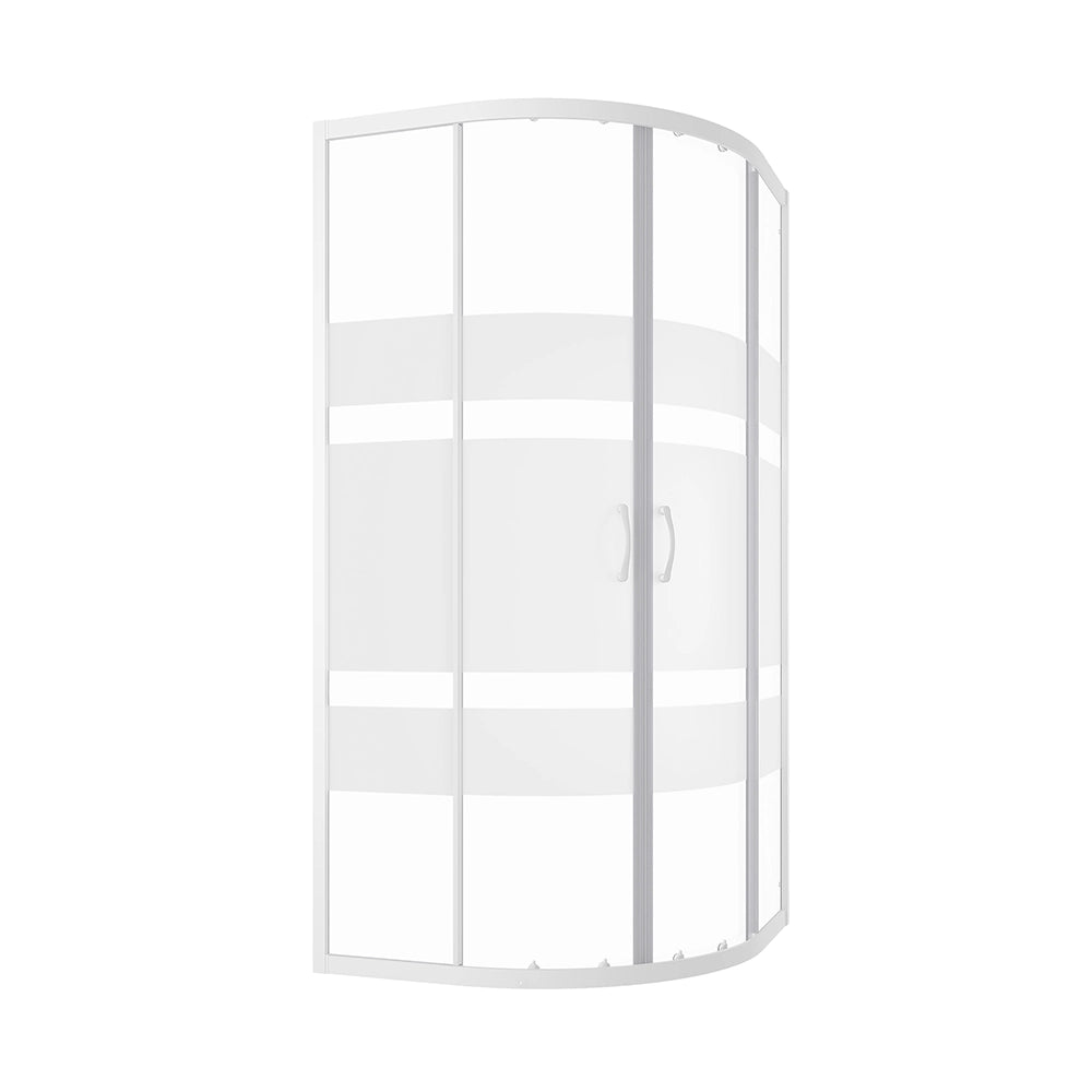 Box doccia semicircolare 80x80 cm serigrafato 4 mm profili bianchi | Grenada