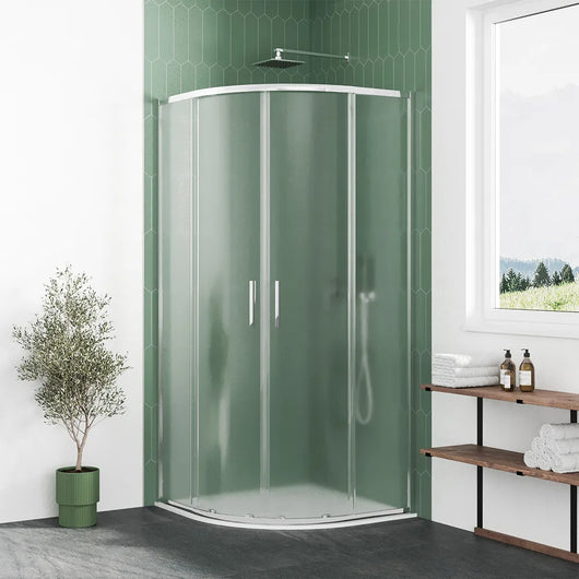 Box doccia semicircolare 80x80cm profili cromati slim vetro 6mm opaco h190 | Portofino