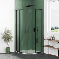 Box doccia semicircolare 75x75cm profili nero opaco slim vetro 6mm trasparente h190 | Portofino