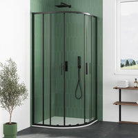 Box doccia semicircolare 80x80cm profili nero opaco slim vetro 6mm trasparente h190 | Portofino