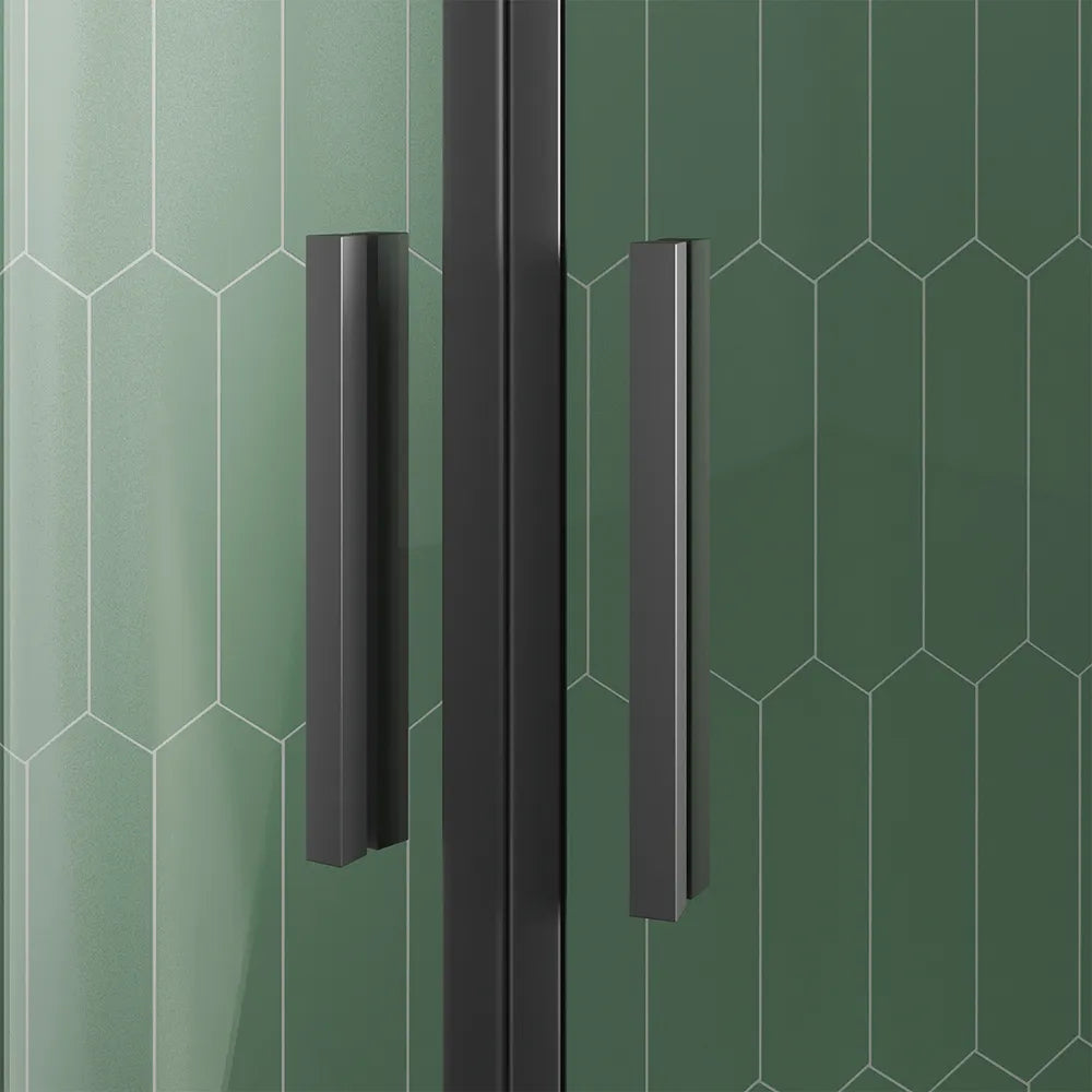 Box doccia semicircolare 75x75cm profili nero opaco slim vetro 6mm trasparente h190 | Portofino