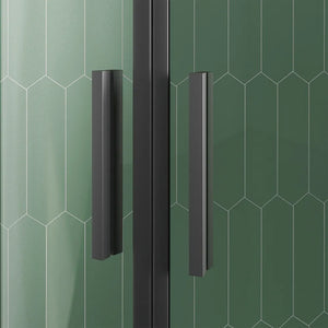 Box doccia semicircolare 75x75cm profili nero opaco slim vetro 6mm trasparente h190 | Portofino