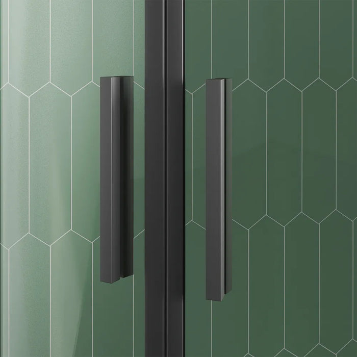 Box doccia semicircolare 80x80cm profili nero opaco slim vetro 6mm trasparente h190 | Portofino