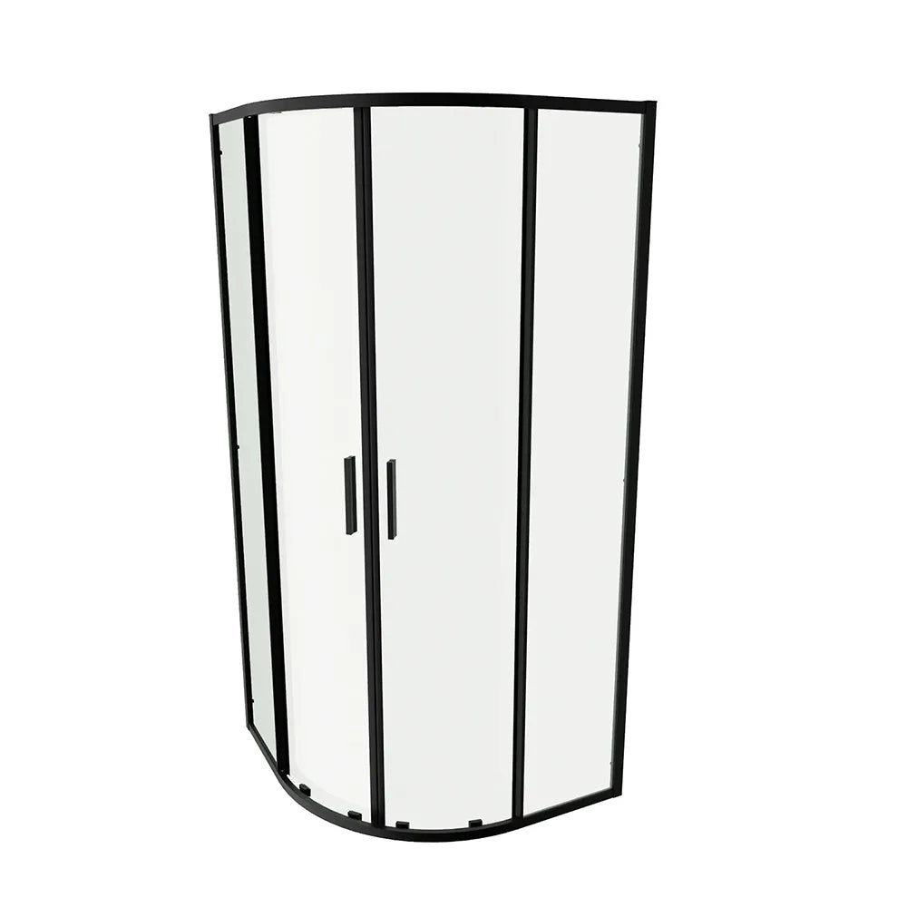 Box doccia semicircolare 80x80cm profili nero opaco slim vetro 6mm trasparente h190 | Portofino