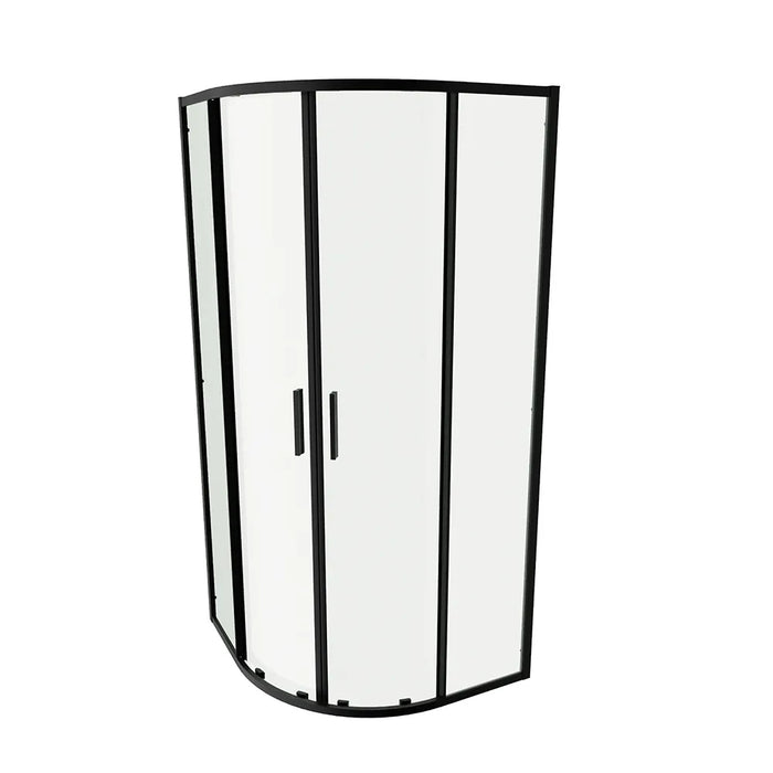 Box doccia semicircolare 80x80cm profili nero opaco slim vetro 6mm trasparente h190 | Portofino