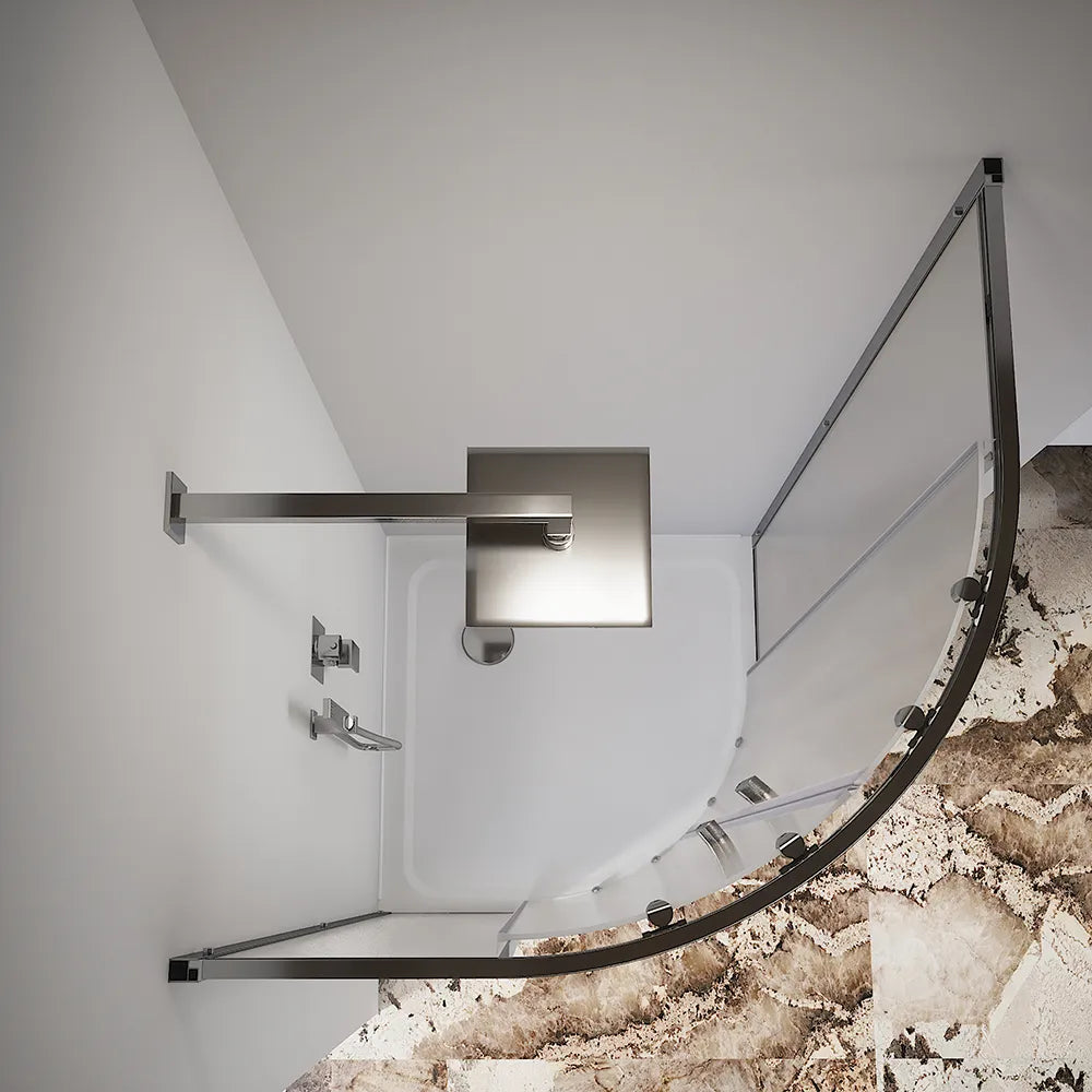 Box doccia semicircolare 80x80 cm profili cromati vetro 6 mm stampato h185 | Tonga