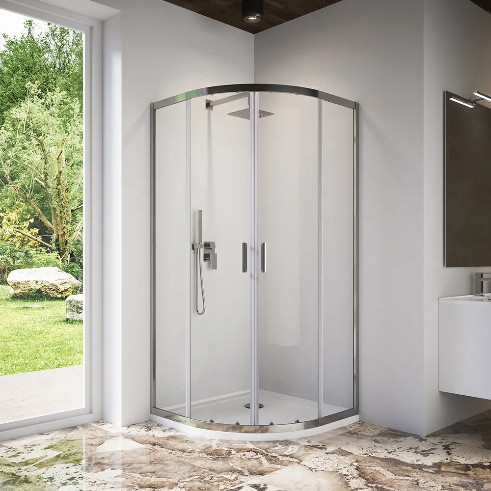 Box doccia semicircolare 80x80 cm profili cromati vetro 6 mm trasparente h185 | Tonga