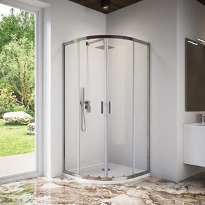 Box doccia semicircolare 80x80 cm profili cromati vetro 6 mm trasparente h185 | Tonga