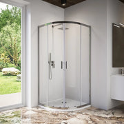 Box doccia semicircolare 75x75 cm profili cromati vetro 6 mm trasparente h185 | Tonga