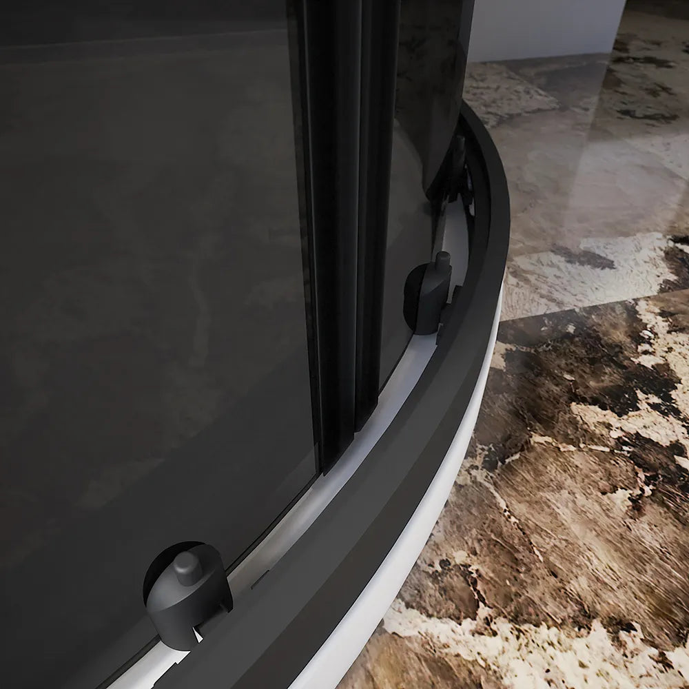 Box doccia semicircolare 75x75 cm profili nero opaco vetro 6mm fumè h185 | Tonga