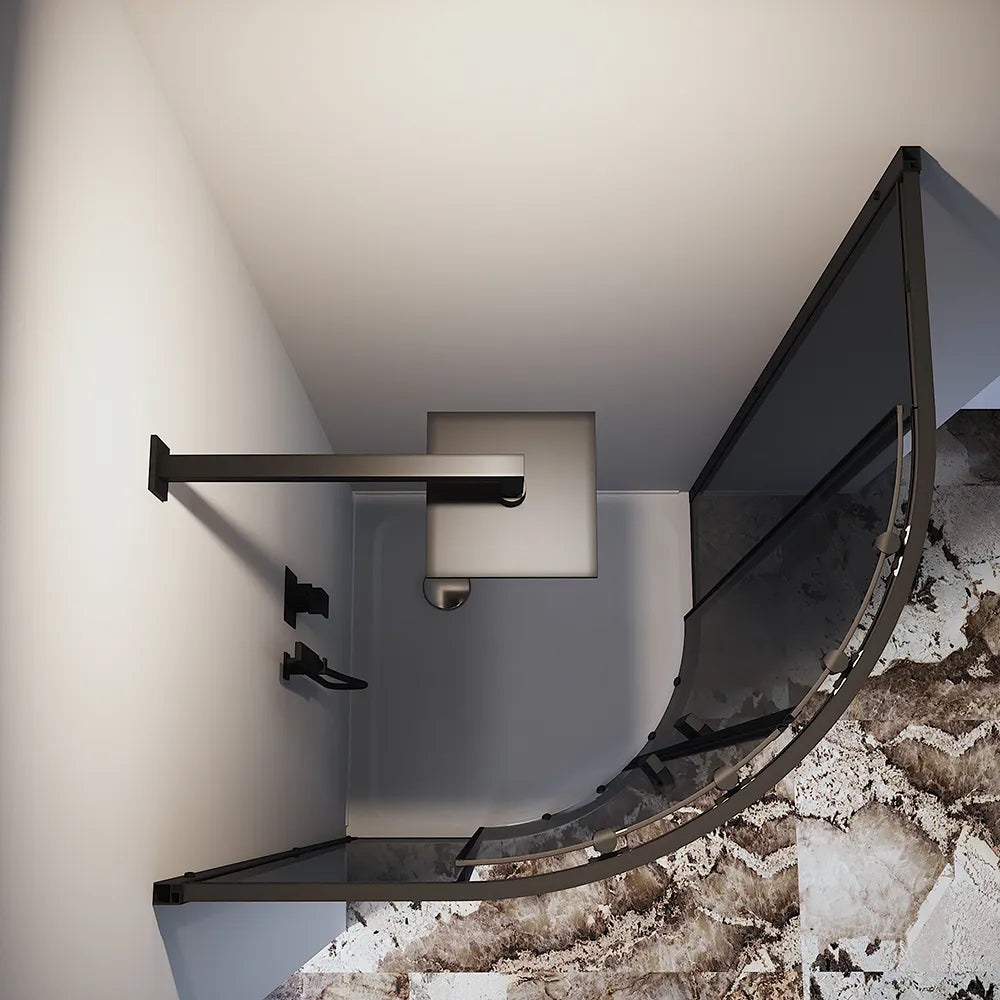 Box doccia semicircolare 80x80 cm profili nero opaco vetro 6mm fumè h185 | Tonga