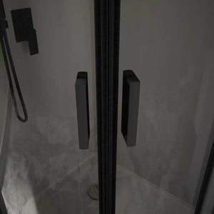 Box doccia semicircolare 75x75 cm profili nero opaco vetro 6mm fumè h185 | Tonga